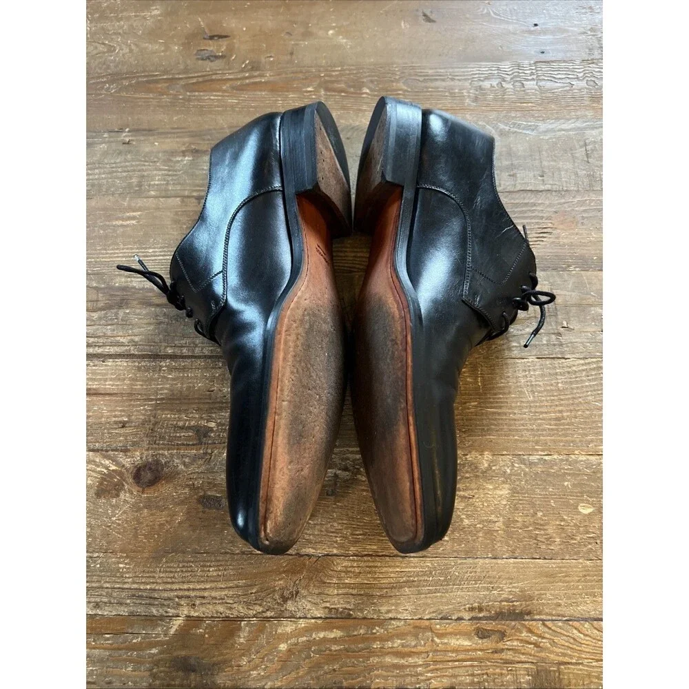 Magnanni Colo Plain Toe Oxford Derby Dress Shoe Black Leather Men's Size 8 M